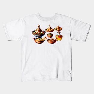 Moroccan Cuisine Food Kitchen in vibrant vector style Kids T-Shirt